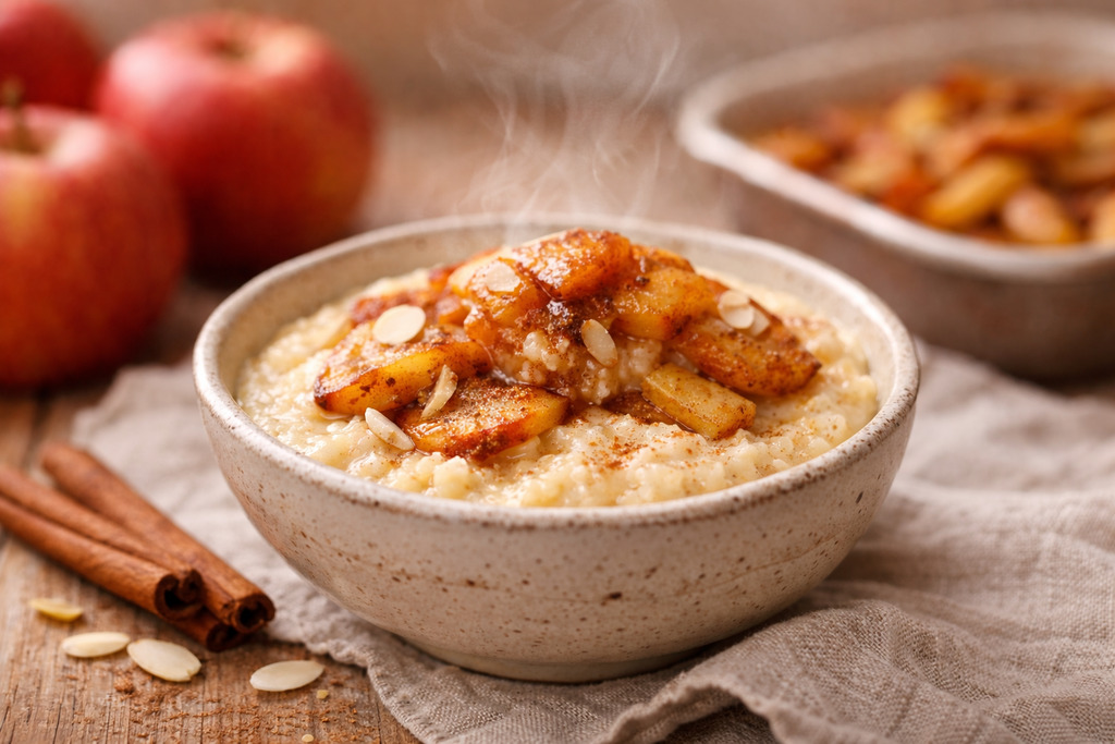 Budyn jaglany z pieczonym jablkiem i cynamonem Fit przepis