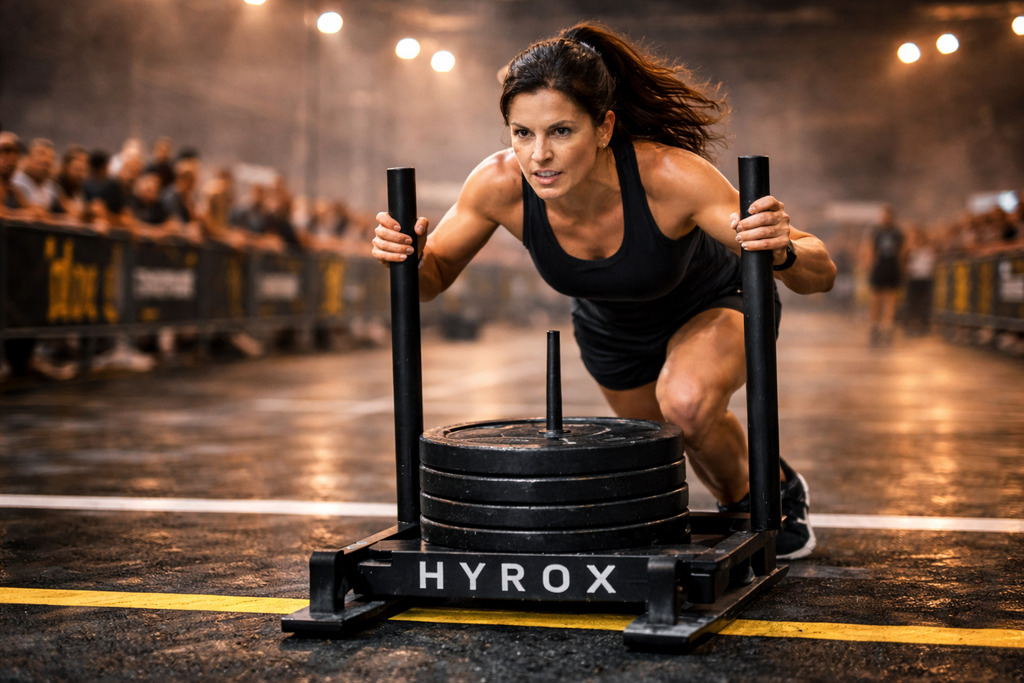 Kobieta trenująca Hyrox Zawody